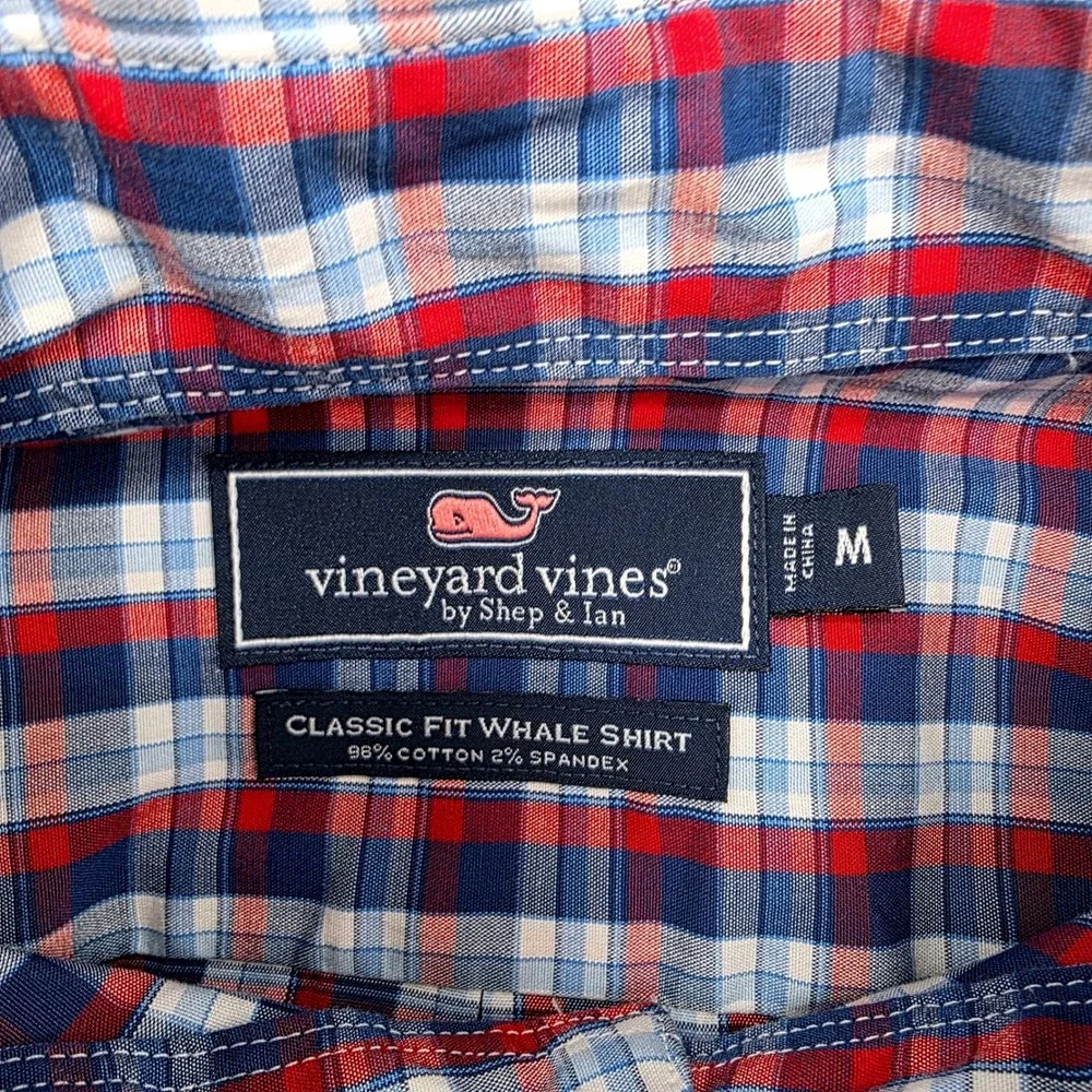 Vineyard Vines by‎ Shep & Ian Classic Fit Whale Shirt Red White Blue Size M